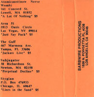 link to back sleeve of 'No Glam Fags Comp.#2 MC 1992' compilation MC from 1992