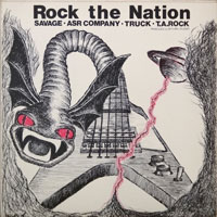 link to front sleeve of 'Rock The Nation' compilation LP from 1985
