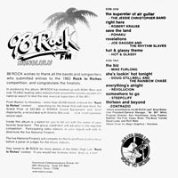 link to back sleeve of 'Rock To Riches: 98 Rock' compilation LP from 1982
