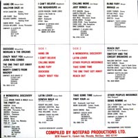 link to back sleeve of 'Notepad Productions Volume 1' compilation LP from 1986